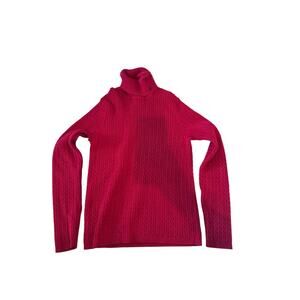 Vintage Lauren Ralph Lauren Women's Red Ribbed Turtleneck Sweater Size L